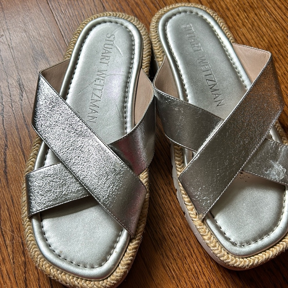 Stuart Weitzman Silver Flip Flop - image 1